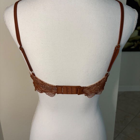 Victoria's Secret Push Up Bra Lace Trim Brown Tan Size 36B - Picture 3 of 4